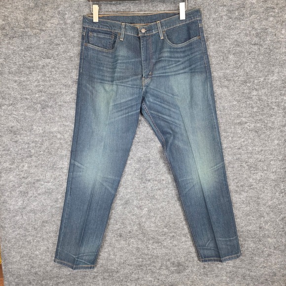Levis Strauss Other - Levi 502 Jeans Mens 36X31 Blue Denim Regular Taper Straight 5 Pocket
 Zipper Fly